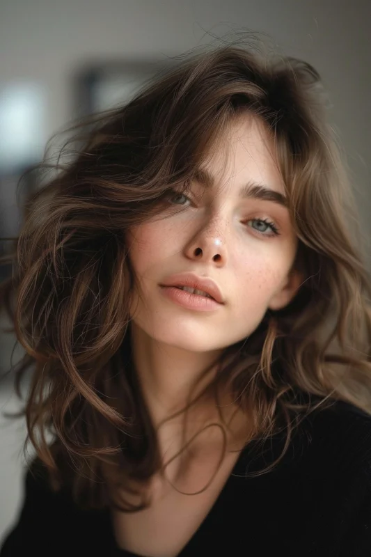 A woman with neutral medium ash brown hair color.