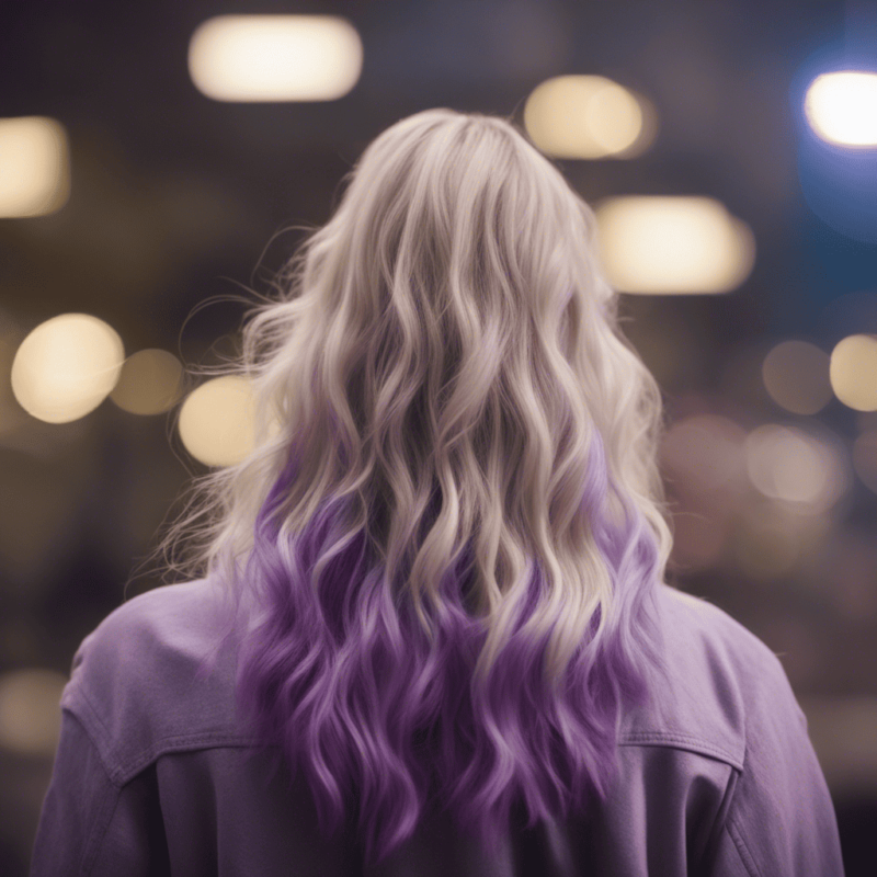 Hair with a natural root fading into lavender ends.