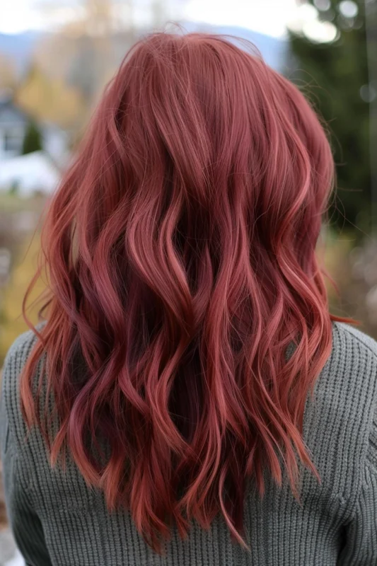 Woman with bright auburn copper hair