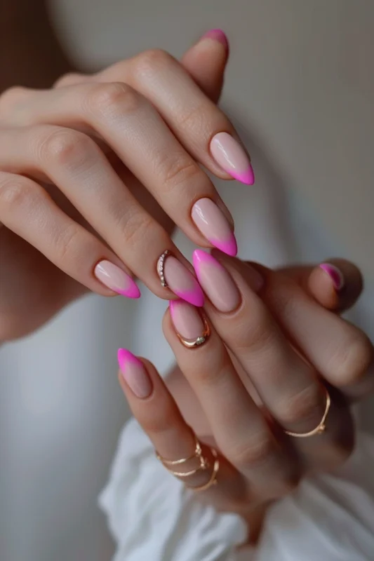 Light pink French tip  nails.