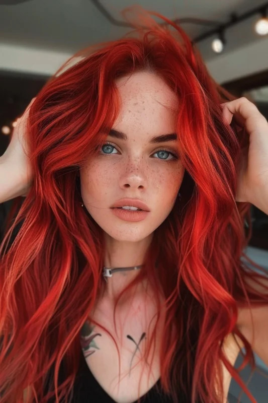 Woman with poppy red hair