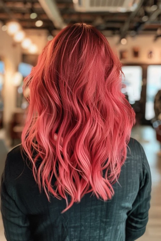 Woman with strawberry pink hair