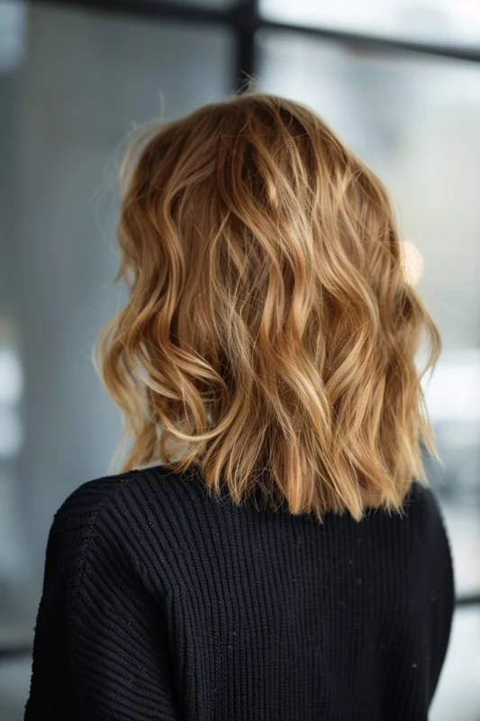 A medium-length bob with beachy waves.