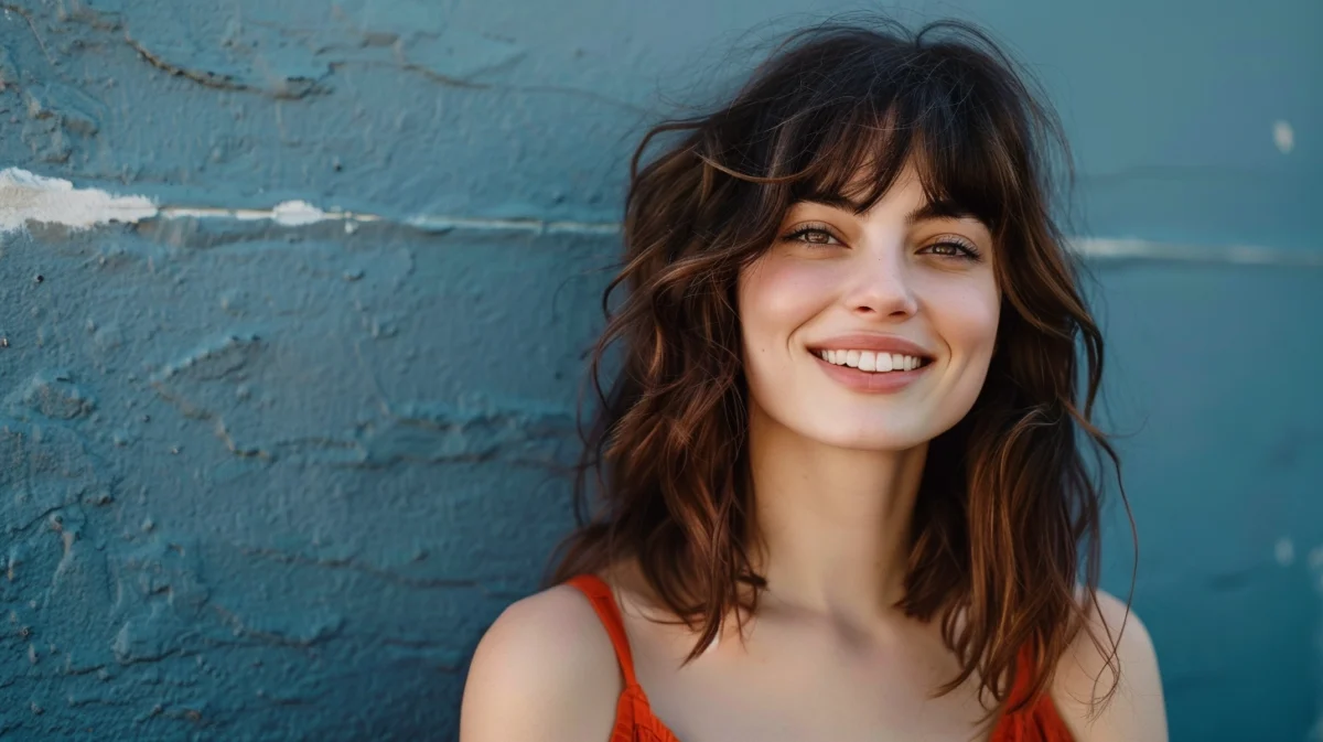 Photo of a smiling woman with dark medium-length hair and bangs.