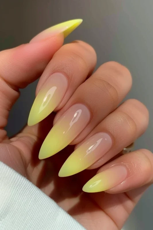 Yellow ombre stiletto nails