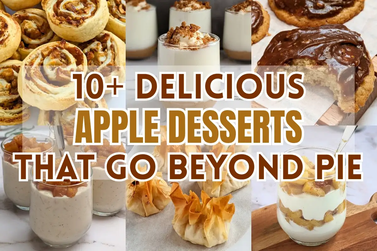 A roundup for a variety of apple-based desserts including muffins, mousse desserts, and pastries made with fresh apples.