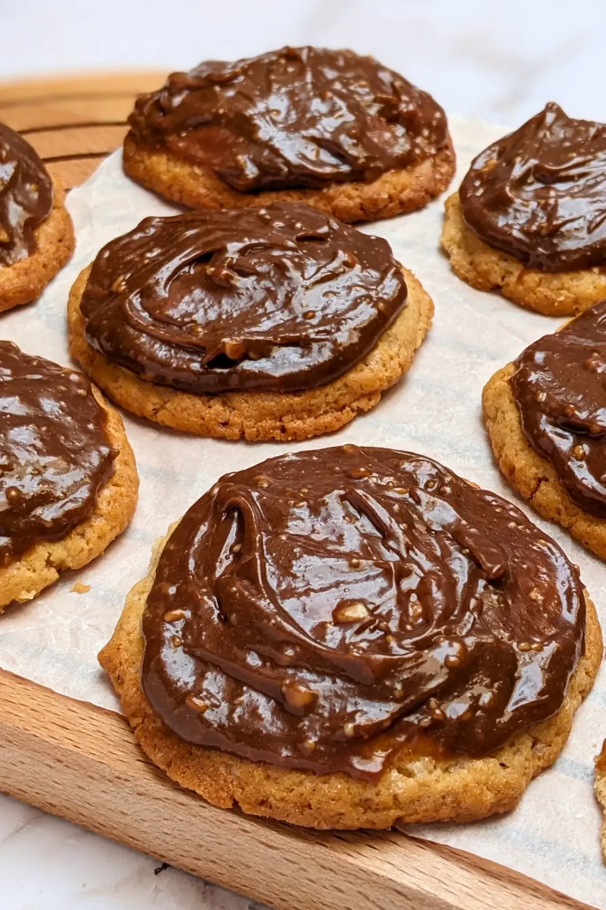 Applesauce cookies with chocolate peanut butter frosting - fall cookies made with applesauce and topped with a chocolate peanut butter frosting.
