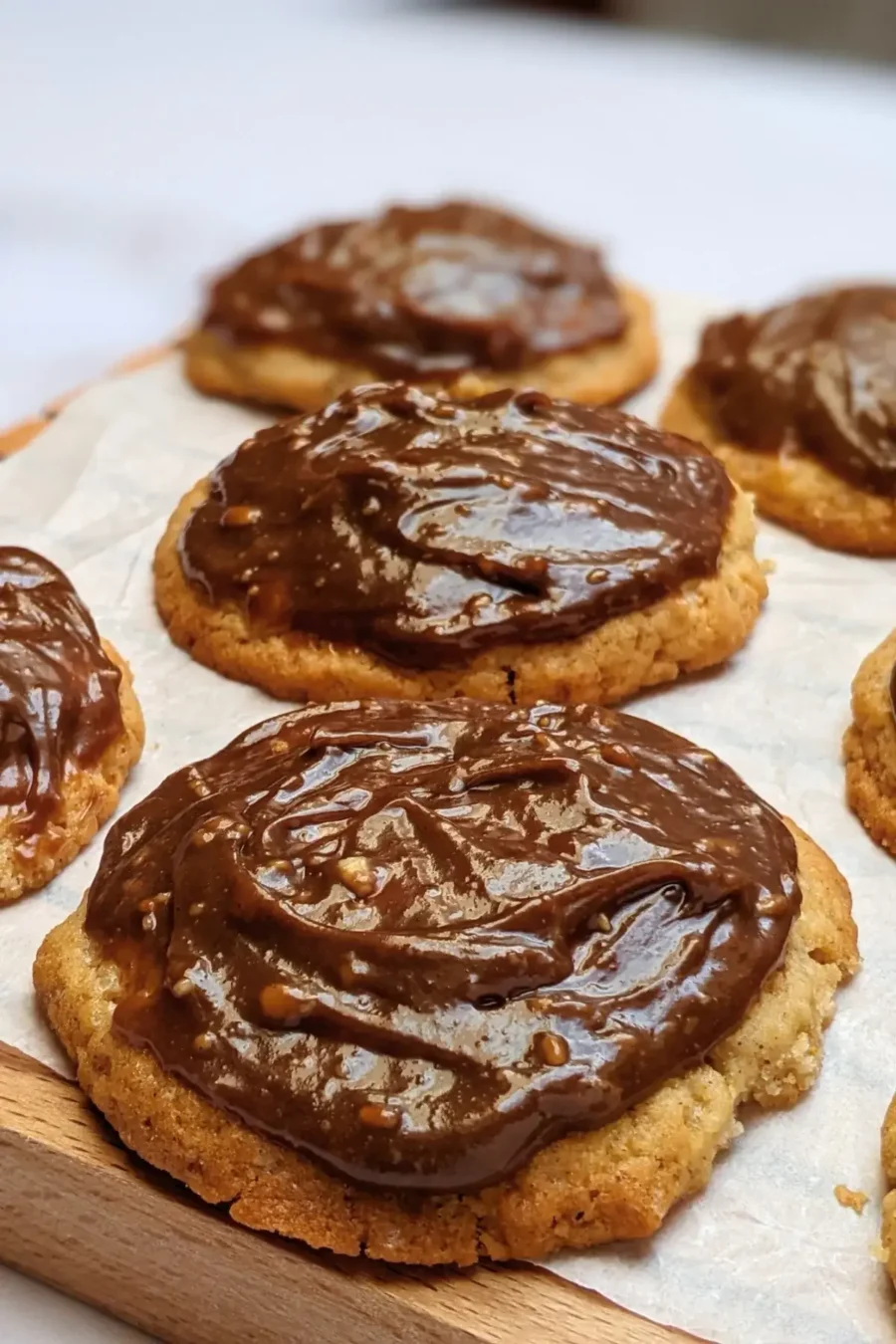 Applesauce cookies with chocolate peanut butter frosting - fall cookies made with applesauce and topped with a chocolate peanut butter frosting.