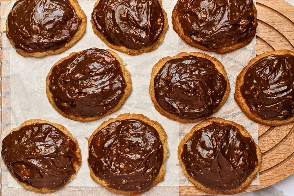 Applesauce cookies with chocolate peanut butter frosting - fall cookies made with applesauce and topped with a chocolate peanut butter frosting.