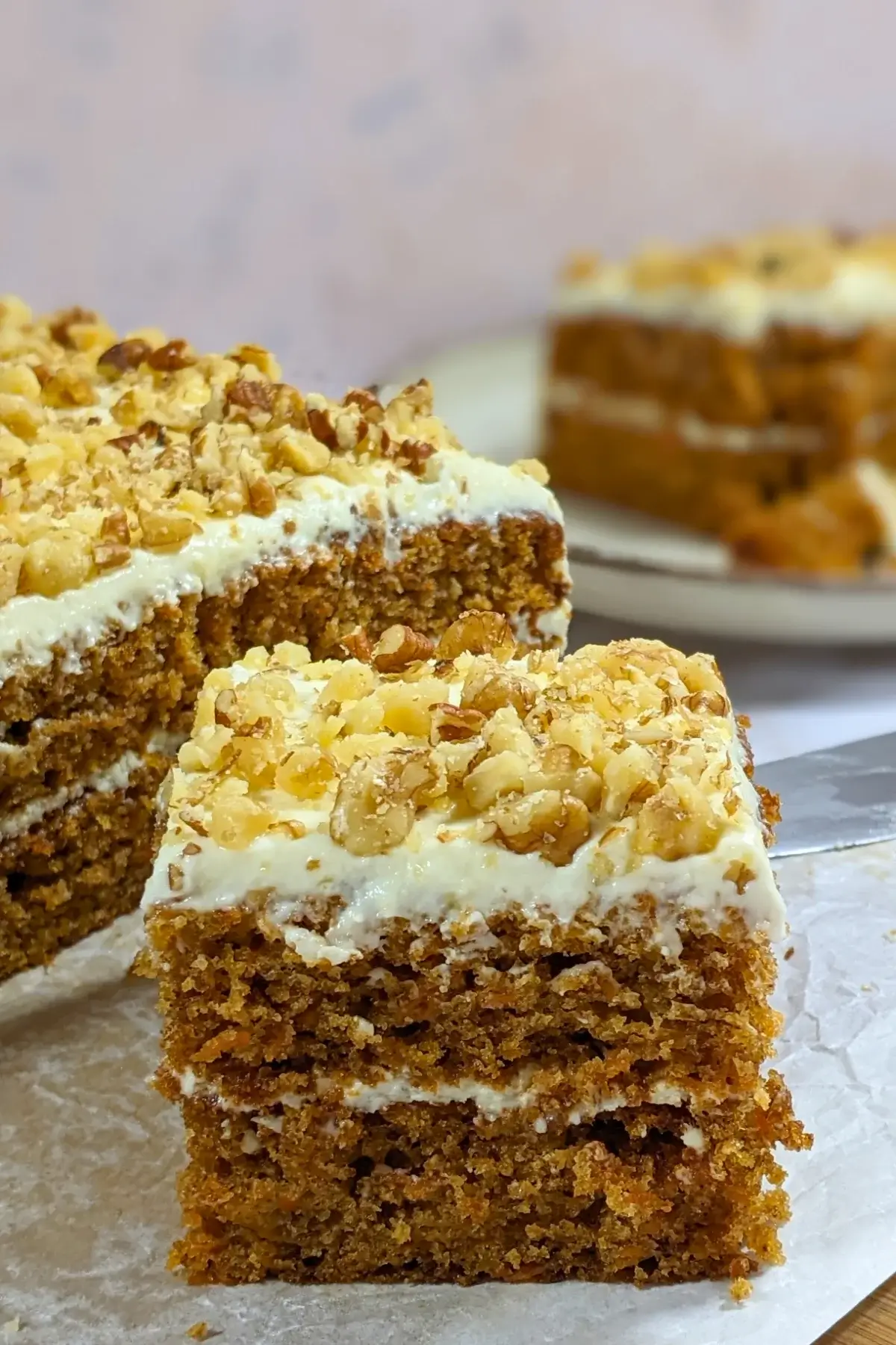 Carrot Cake With Lime Cream Cheese Frosting - double layered baked carrot cake with lime cream cheese frosting.