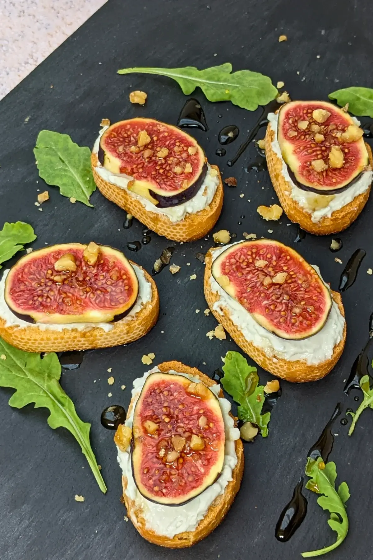 Fig and Whipped Blue Cheese Crostini Appetizers - Italian toasts with fresh figs and whipped blue cheese.