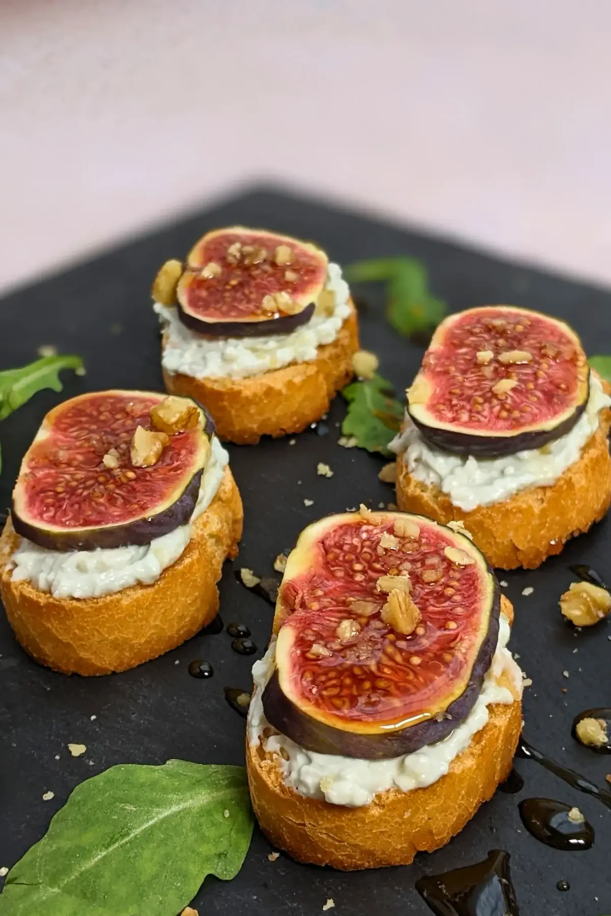 Fig and Whipped Blue Cheese Crostini Appetizers - Italian toasts with fresh figs and whipped blue cheese.