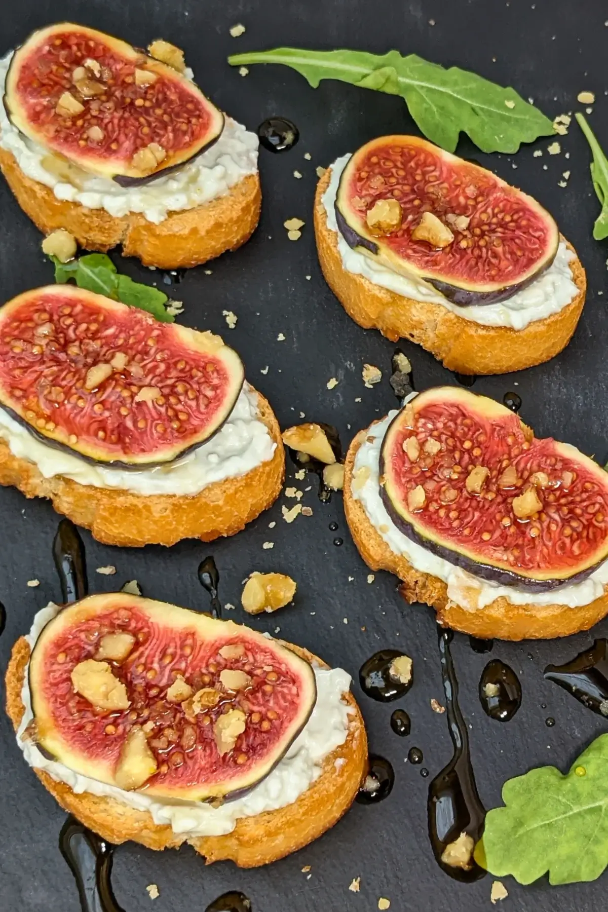 Fig and Whipped Blue Cheese Crostini Appetizers - Italian toasts with fresh figs and whipped blue cheese.