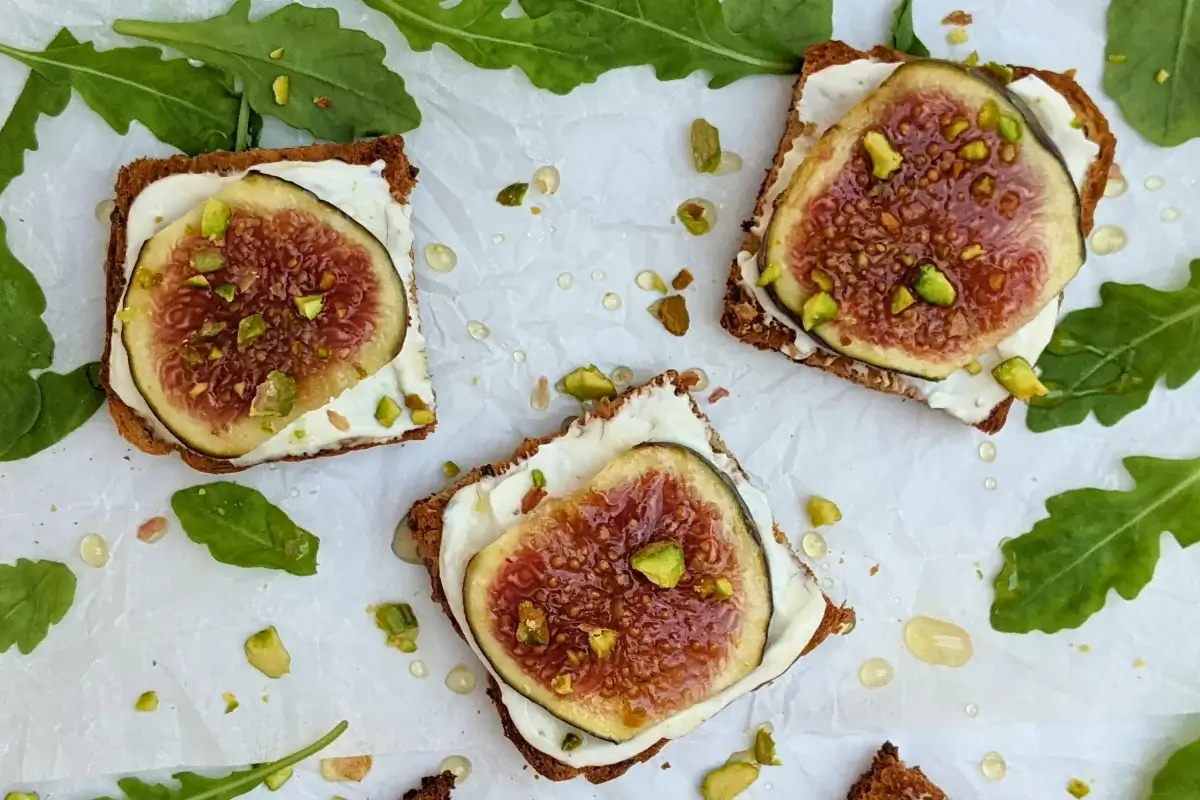 Fig and Whipped Feta Crostini Appetizers - Italian toasts with fresh figs and whipped feta cheese.
