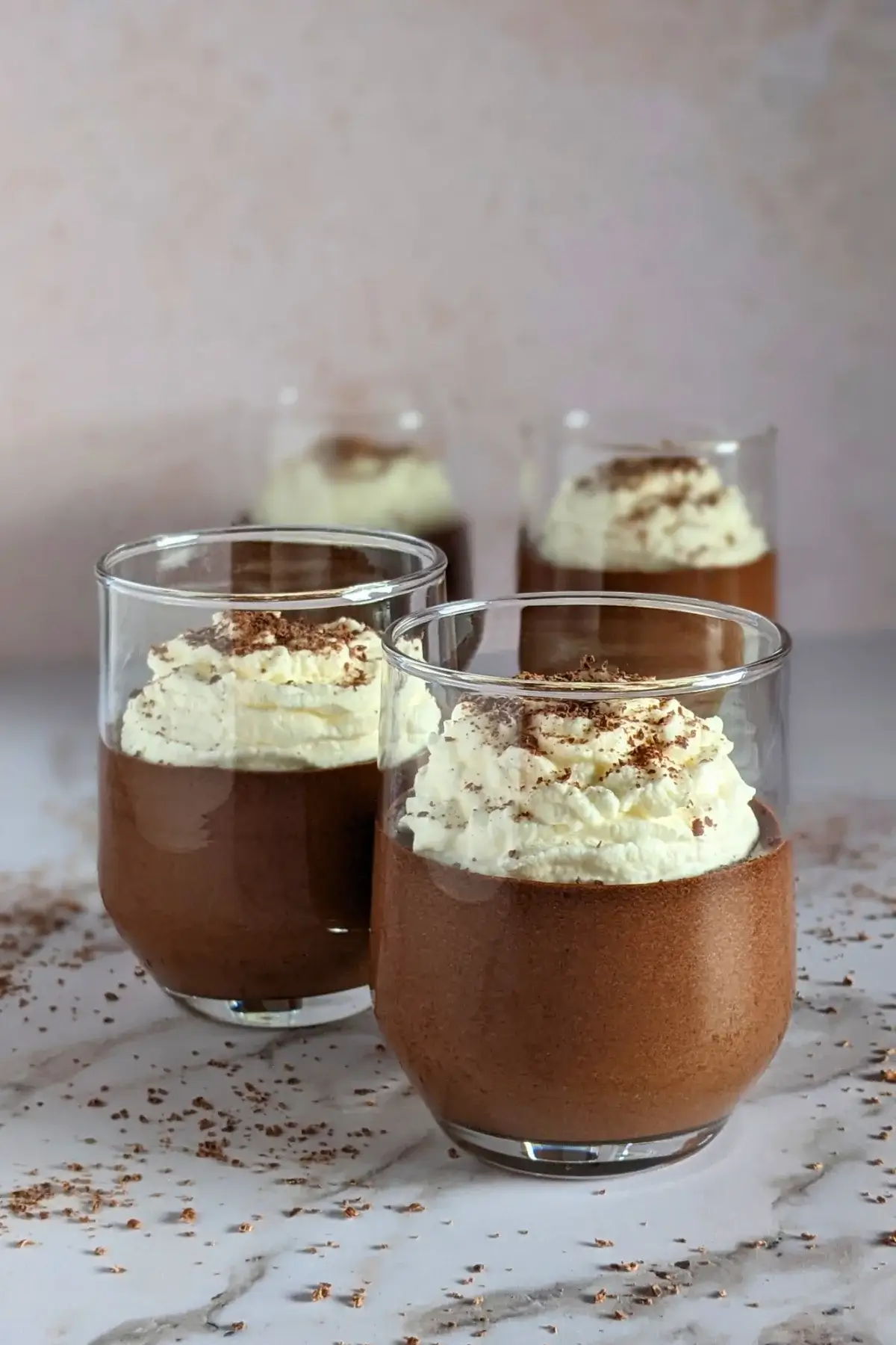 Chocolate Mousse - easy chocolate mousse dessert, made with dark chocolate, eggs, vanilla sugar, and topped with whipped cream and chocolate shavings.