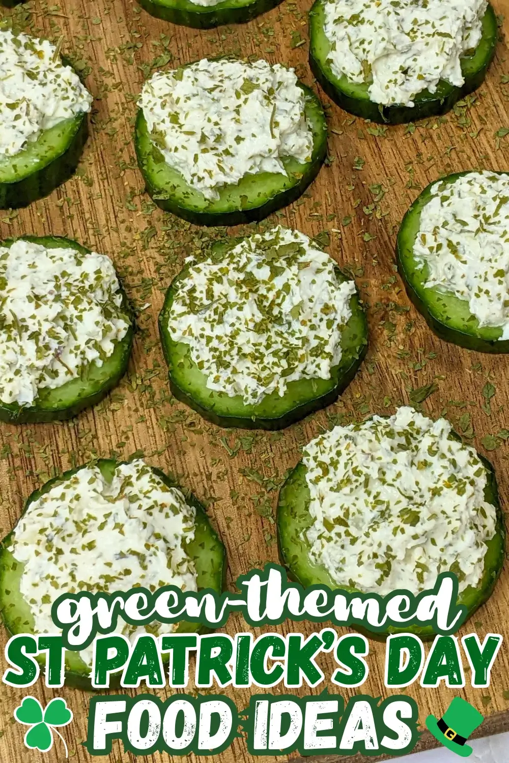 Cucumber Bites Appetizers With Herb and Garlic Cream Cheese - cucumber rounds topped with a homemade herb, garlic,and parmesan cream cheese mix.