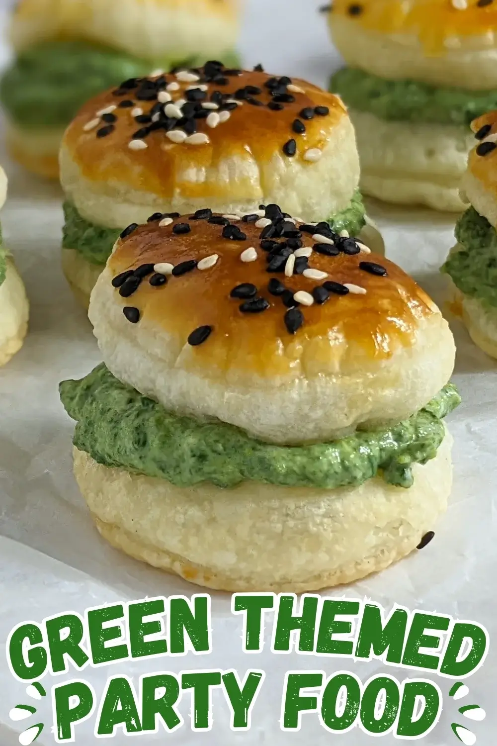 Goat Cheese Spinach Puffs - puff pastry appetizers made with a goat cheese-spinach filling, sandwiched between homemade puff pastry shells. These look really festive with the green color!