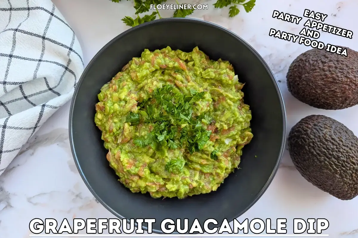 Grapefruit Guacamole Dip - lightly spicy guacamole dip made with avocados, shallots, drizzled grapefruit juice, grapefruit pieces, diced jalapenos, and fesh parsley.