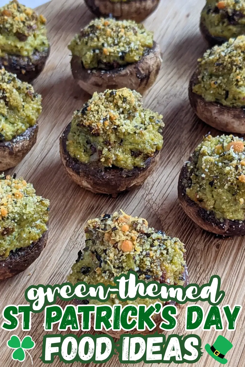 Italian-Style Stuffed Mushrooms With Pesto and Sundried Tomatoes - oven-baked white button mushrooms filled with a creamy ricotta, pesto, cream cheese, and sundried tomato filling topped with dried breadcrumbs.