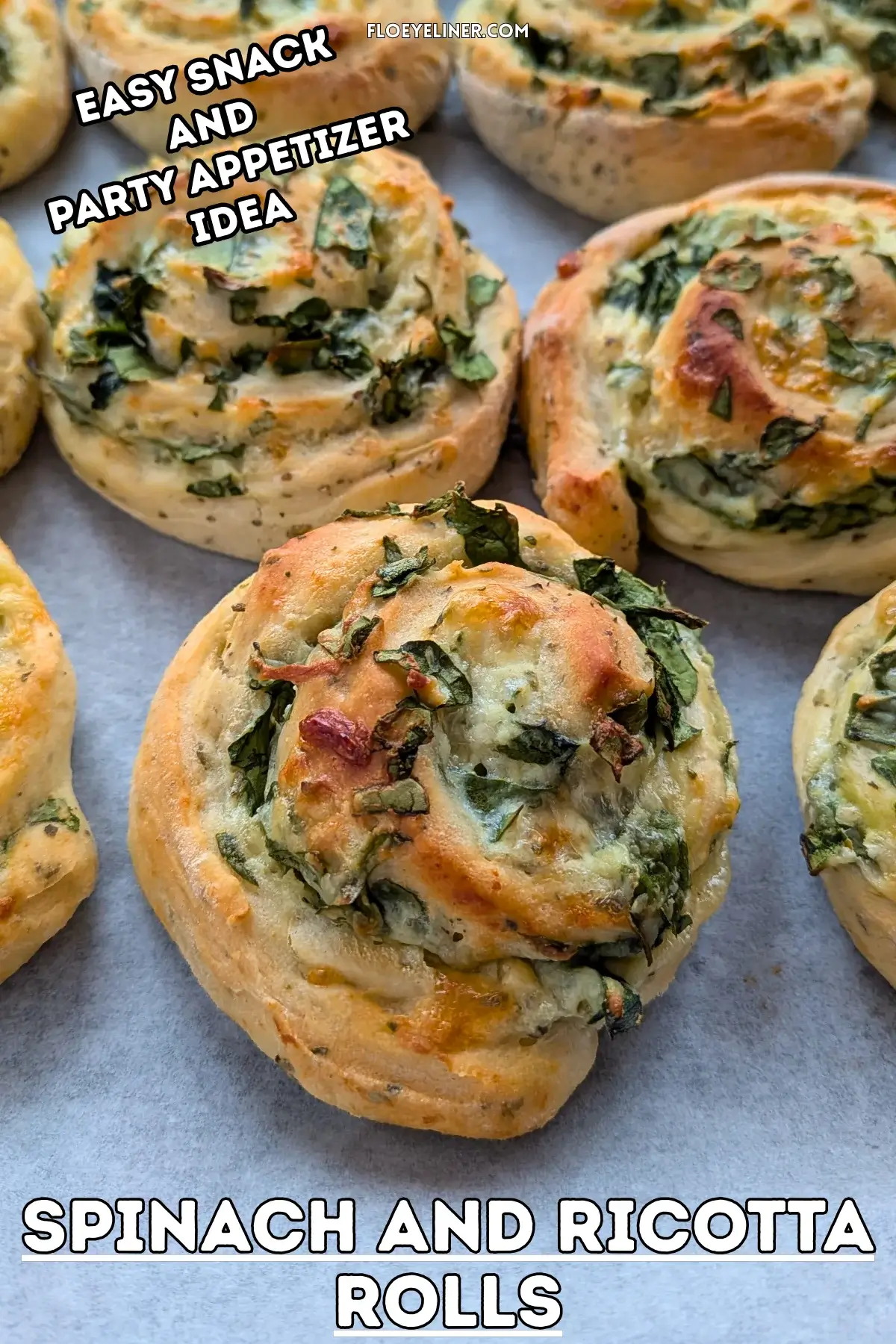 Spinach and Ricotta Rolls - appetizer rolls made with a savory homemade yeast dough and filled with a garlicky ricotta, parmesan, grated cheese, and fresh spinach mix.