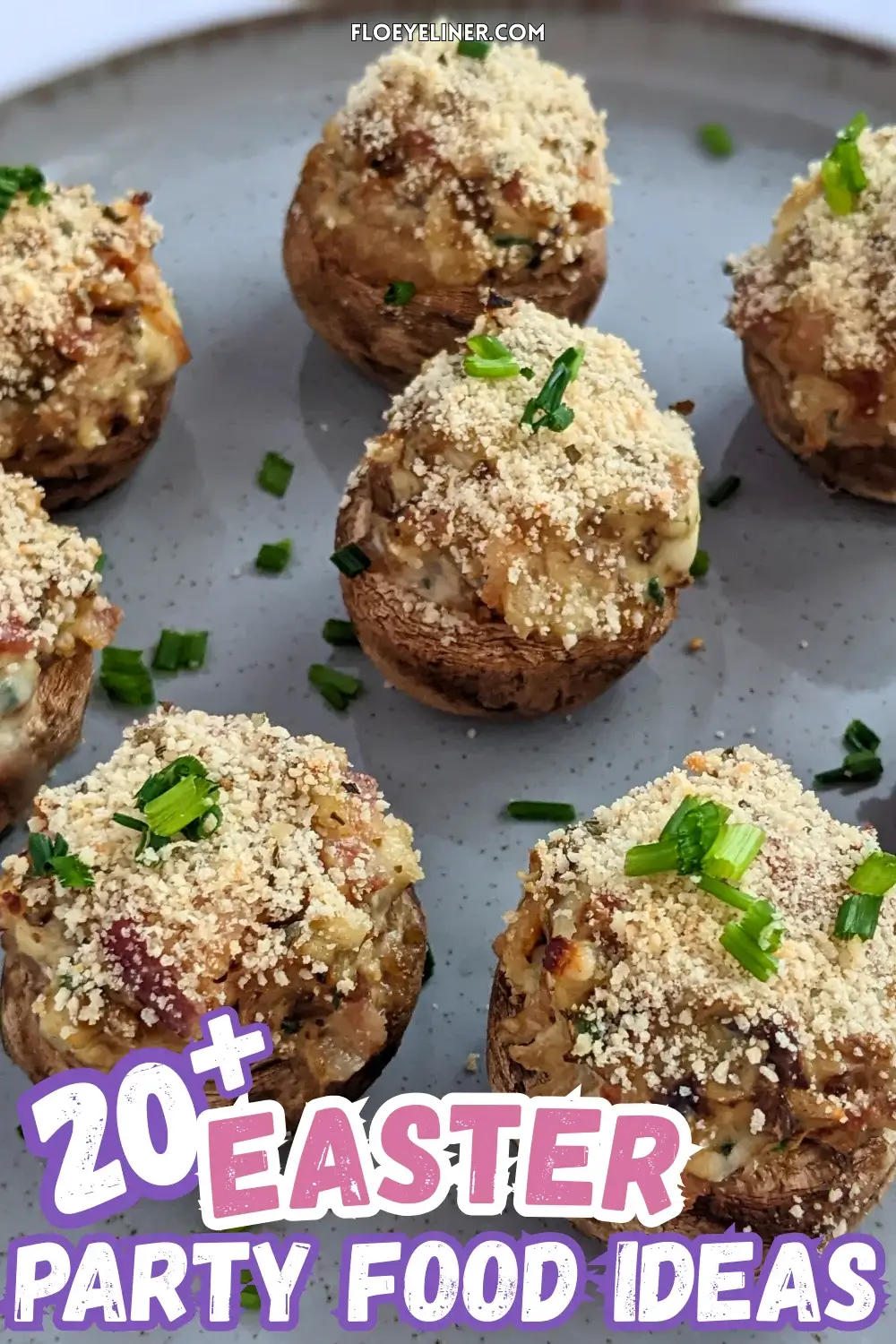 Bacon Stuffed Mushrooms With Cream Cheese and Gorgonzola - oven-baked white button mushrooms filled with a creamy bacon, garlic, cream cheese and blue cheese filling, topped with a dried breadcrumbs and Parmesan mix.