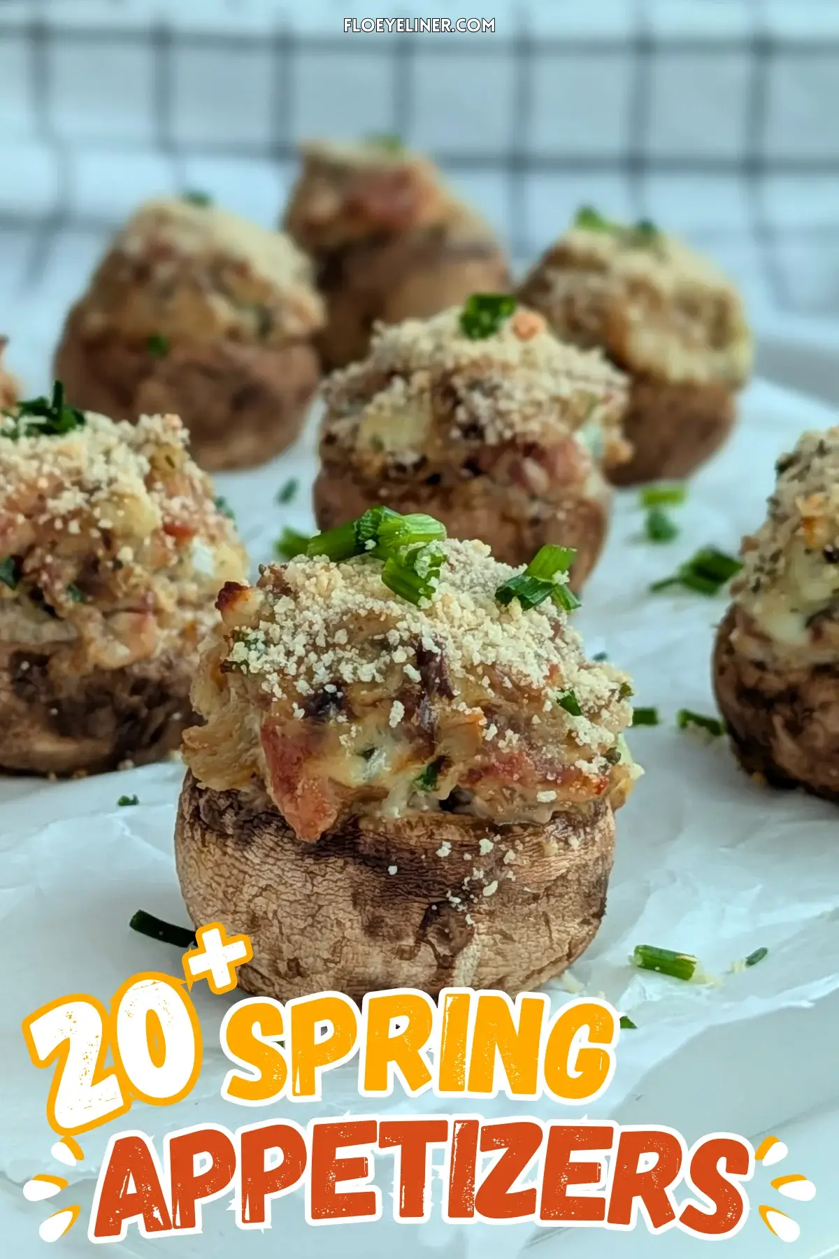 Bacon Stuffed Mushrooms With Cream Cheese and Gorgonzola - oven-baked white button mushrooms filled with a creamy bacon, garlic, cream cheese and blue cheese filling, topped with a dried breadcrumbs and Parmesan mix.