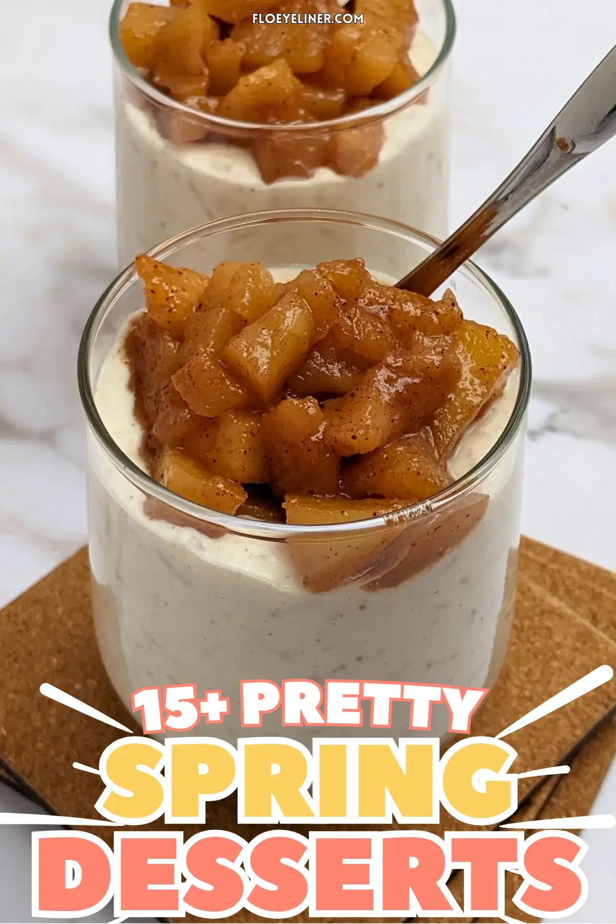 Cinnamon apple rice pudding - rice pudding dessert made with cooked rice and a whipped cream and ricotta blend, topped with cinnamon butter apple pie filling.