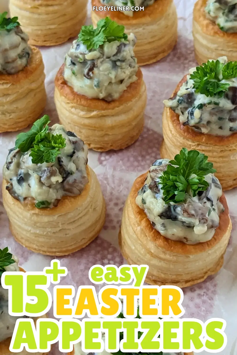Creamy Mushroom Vol Au Vent Appetizers With Blue Cheese - mini puff pastry shells appetizers filled with a creamy garlic, mushroom, cream cheese, and blue cheese bechamel filling.