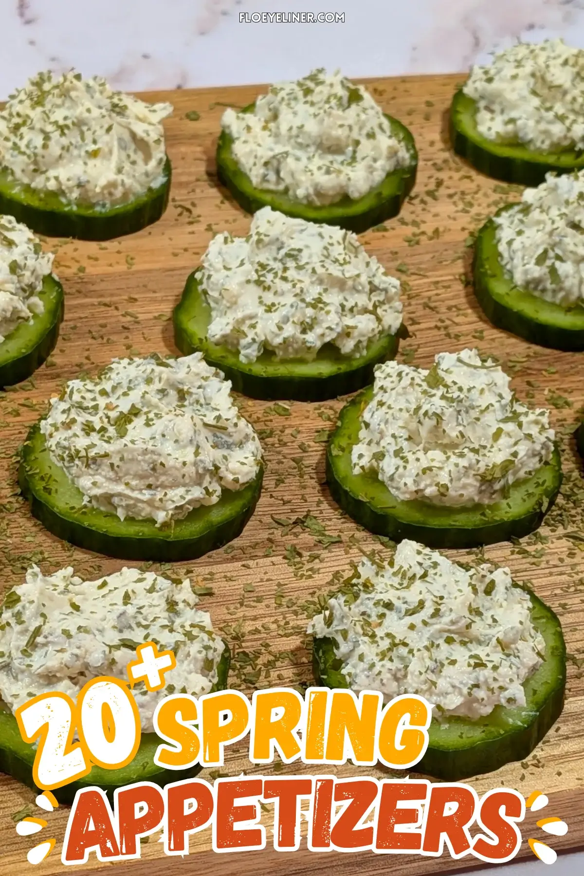 Cucumber Bites Appetizers With Herb and Garlic Cream Cheese - cucumber rounds topped with a homemade herb, garlic,and parmesan cream cheese mix.