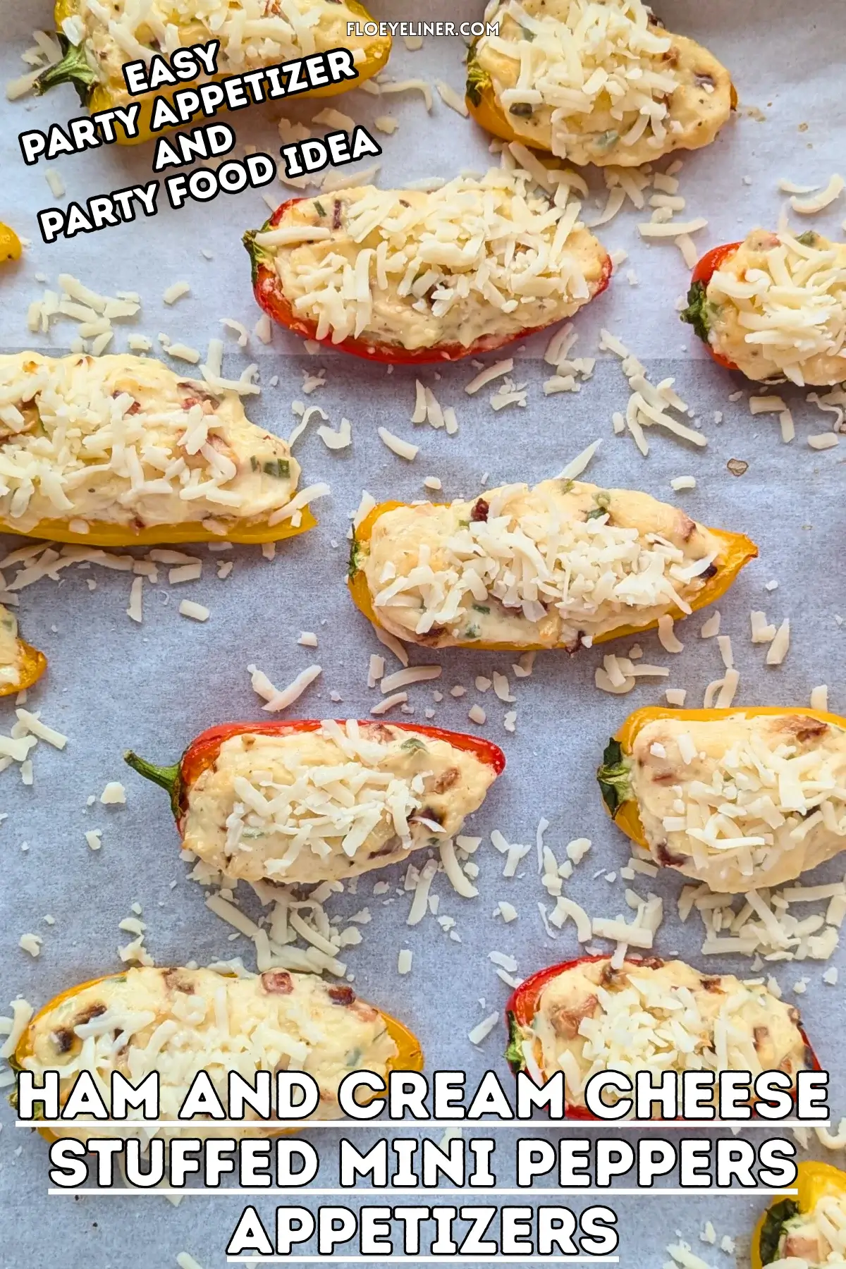 Ham and Cream Cheese Stuffed Mini Peppers Appetizers - mini sweet bell pepper poppers stuffed with a garlicky and creamy smoked ham, cream cheese, and grated cheese filling.