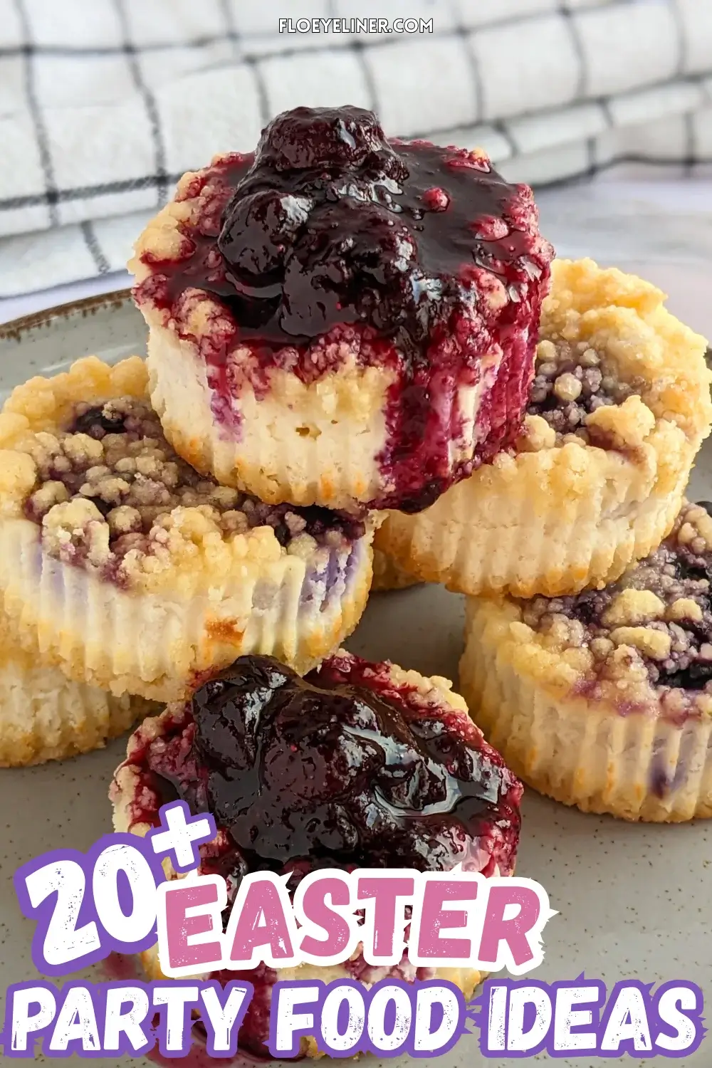 Mini Blueberry and Lemon Ricotta Cheesecakes - muffin tin baked mini cheesecake bites made with homemade shortbread crusts, lemony ricotta-blueberry filling, and topped with a homemade blueberry-lemon sauce.