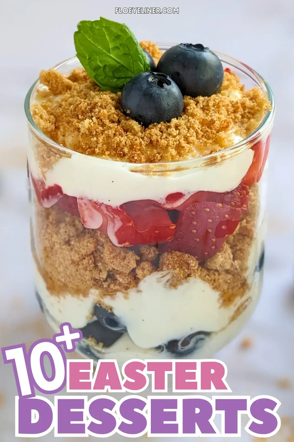 Mixed Berry Parfait Cups With Greek Yogurt - blueberry and strawberry parfait cups with layers of Greek yogurt, fresh berries, and oat cookies.