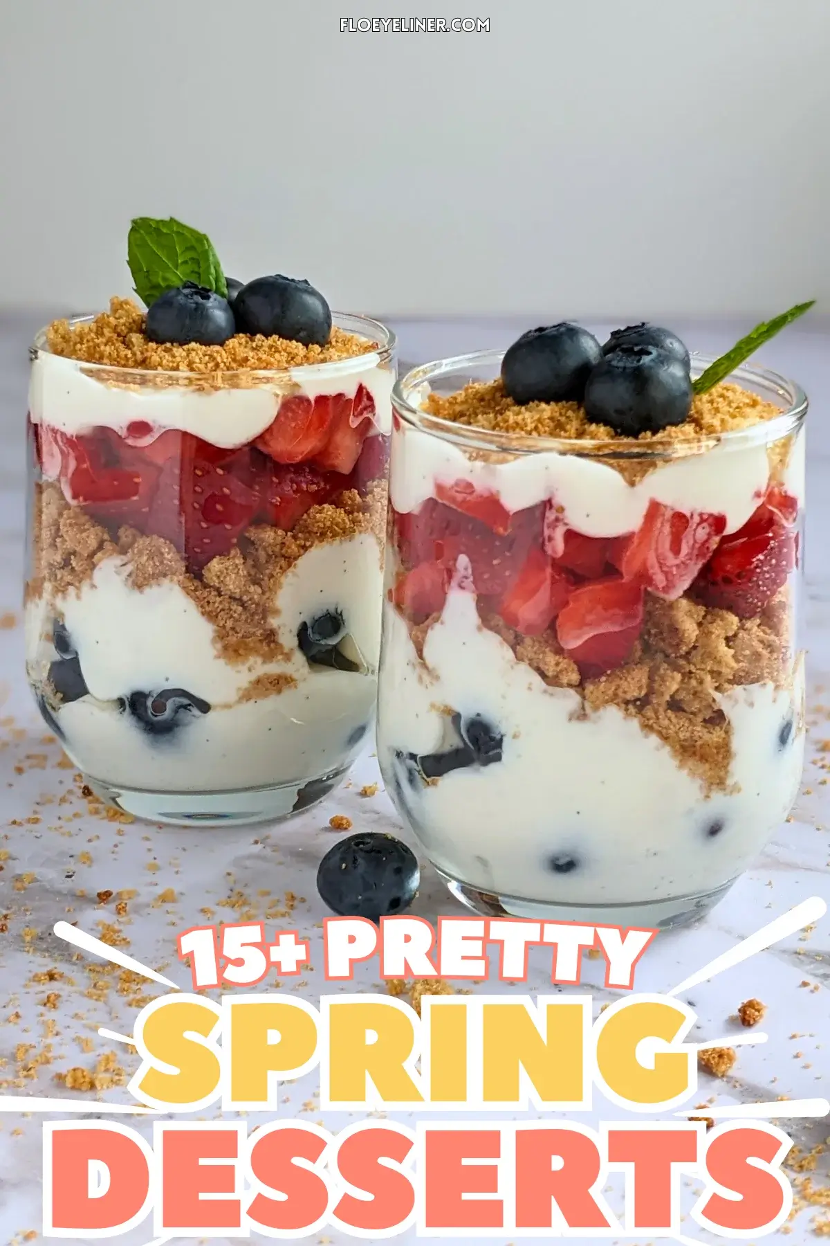 Mixed Berry Parfait Cups With Greek Yogurt - blueberry and strawberry parfait cups with layers of Greek yogurt, fresh berries, and oat cookies.