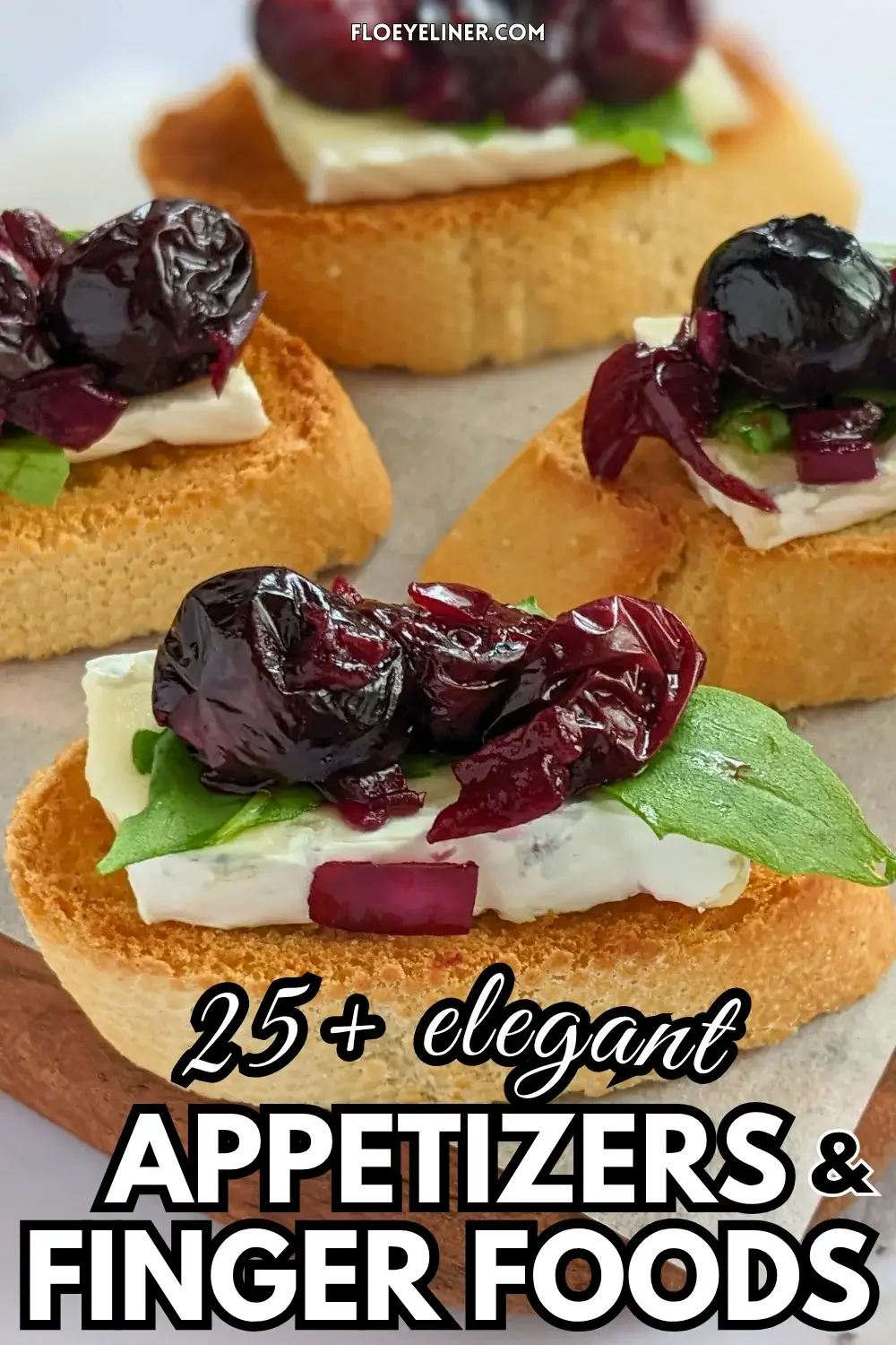 Blueberry Brie Crostini Appetizer With Arugula - Blueberry crostini with Brie & arugula, layered with balsamic blueberries and arugula on toasted baguette slices.
