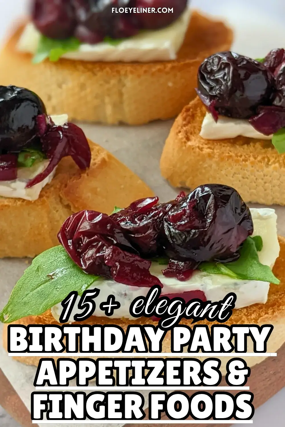 Blueberry Brie Crostini Appetizer With Arugula - Blueberry crostini with Brie & arugula, layered with balsamic blueberries and arugula on toasted baguette slices.