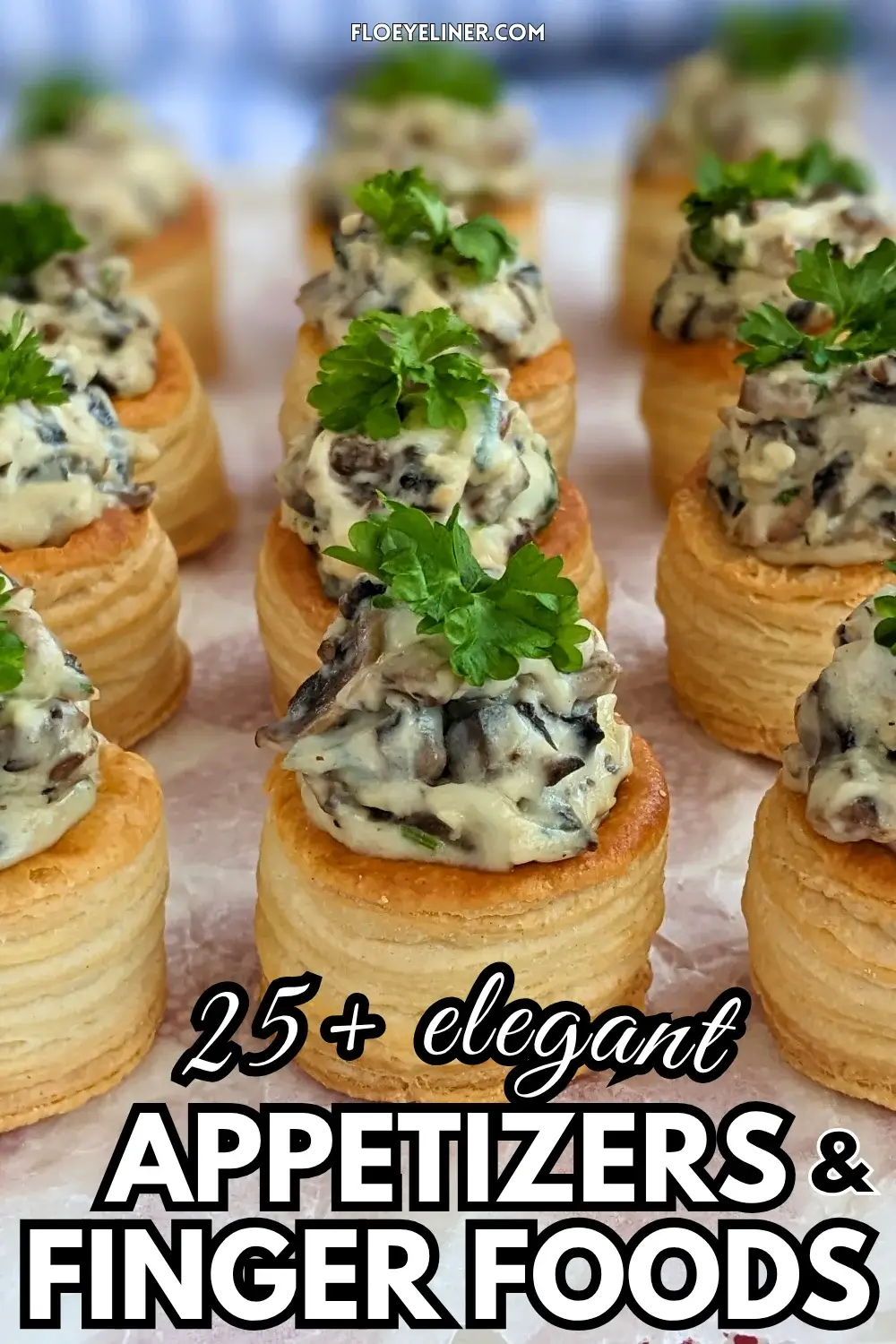 Creamy Mushroom Vol Au Vent Appetizers With Blue Cheese - mini puff pastry shells appetizers filled with a creamy garlic, mushroom, cream cheese, and blue cheese bechamel filling.