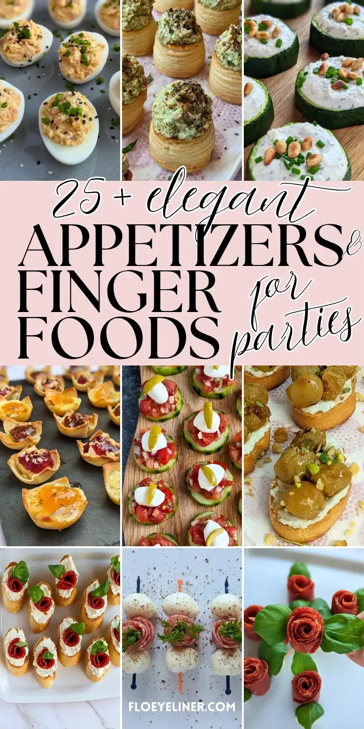 Roundup blog post of elegant appetizers and finger foods ideas.