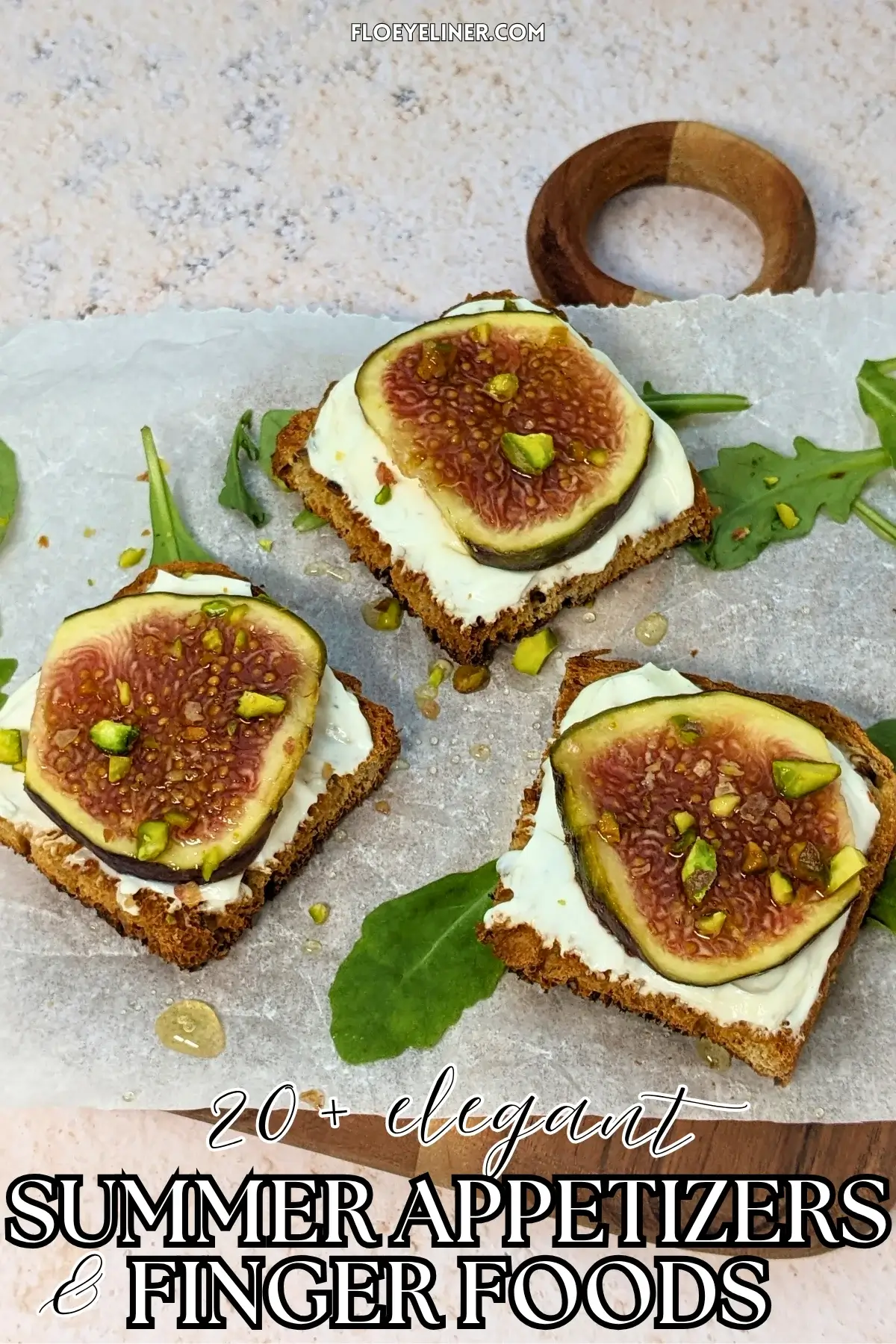 Fig and Whipped Feta Crostini Appetizers - Italian toasts with fresh figs and whipped feta cheese.
