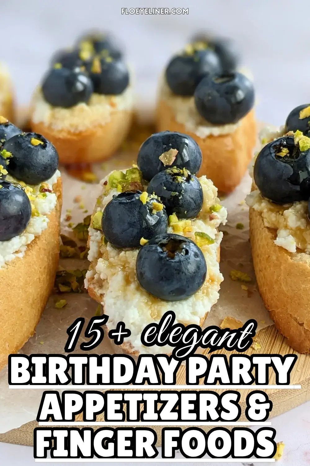 Fresh Blueberry and Ricotta Crostini With Honey - sweet dessert toasts topped with creamy sweet ricotta and fresh blueberries, drizzled with honey.