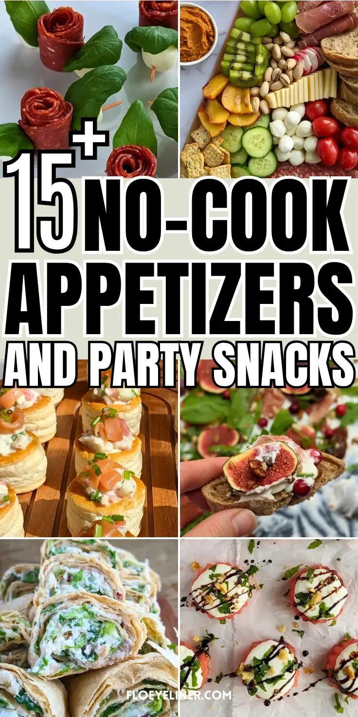 Roundup blog post of best no-cook appetizers and party snacks ideas.