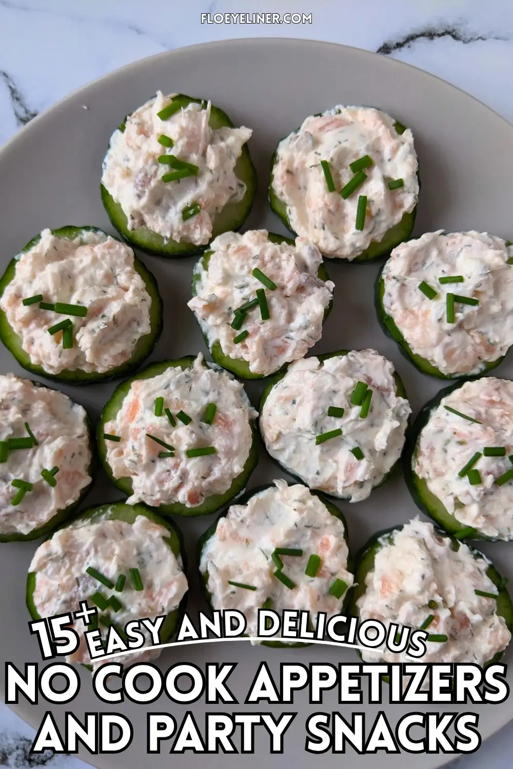 Smoked Salmon Cucumber Bites Appetizers - easy cucumber smoked salmon appetizers or snacks made with fresh cucumber rounds that are topped with a smoked salmon-lemon-chive-cream cheese spread.