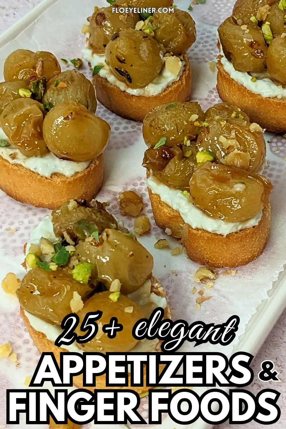 Whipped Blue Cheese Crostini Appetizers With Roasted Grapes - Italian toasts with oven roasted grapes and whipped blue cheese.