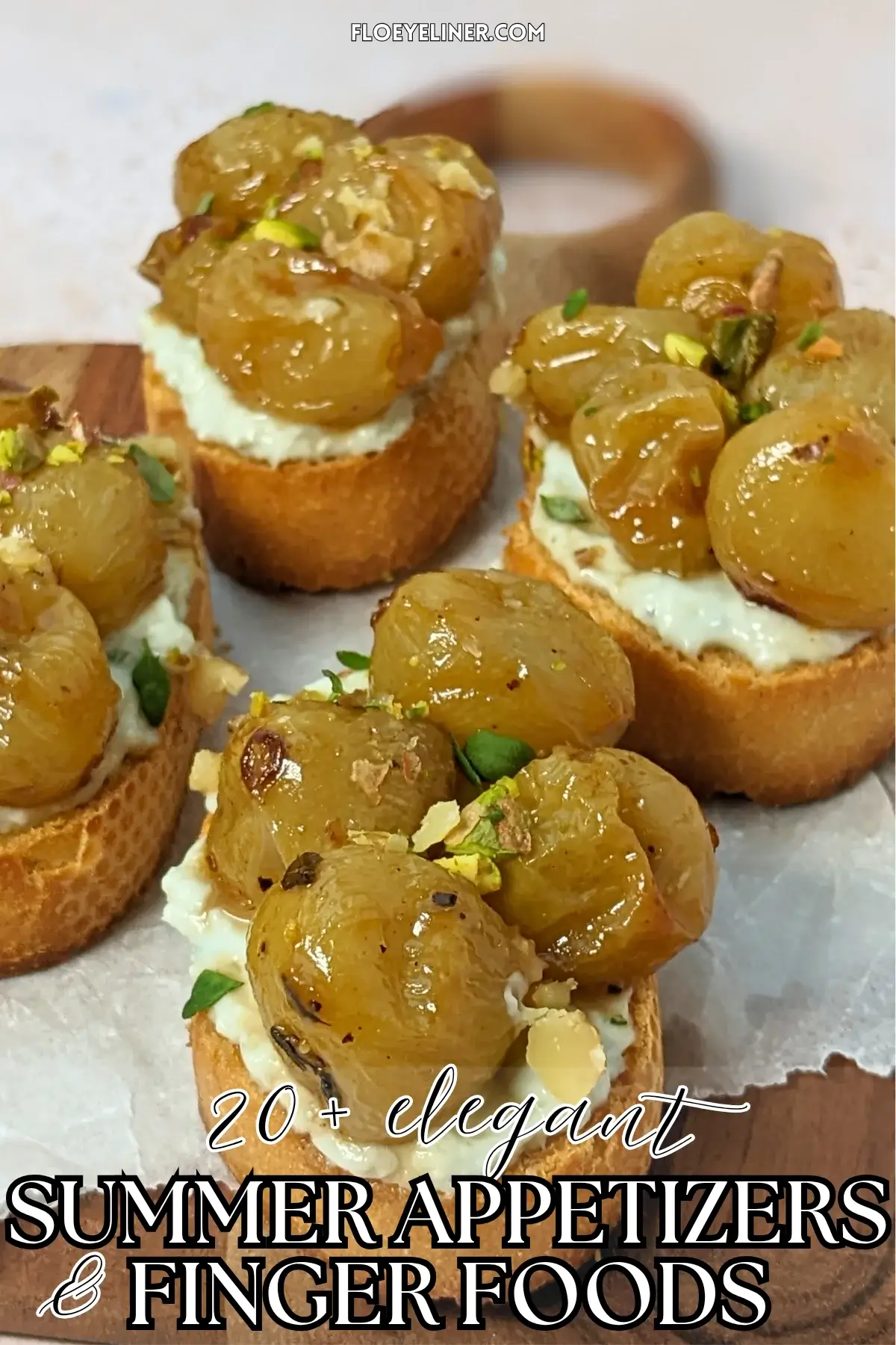 Whipped Blue Cheese Crostini Appetizers With Roasted Grapes - Italian toasts with oven roasted grapes and whipped blue cheese.