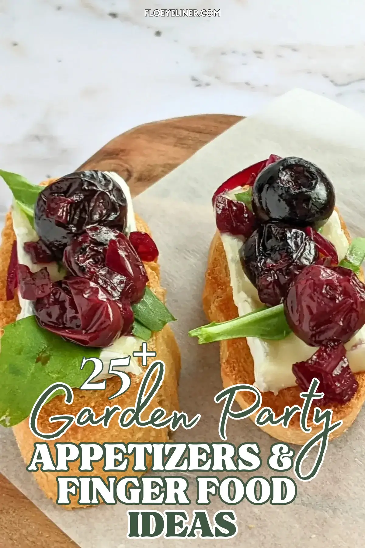 Blueberry Brie Crostini Appetizer With Arugula - Blueberry crostini with Brie & arugula, layered with balsamic blueberries and arugula on toasted baguette slices.