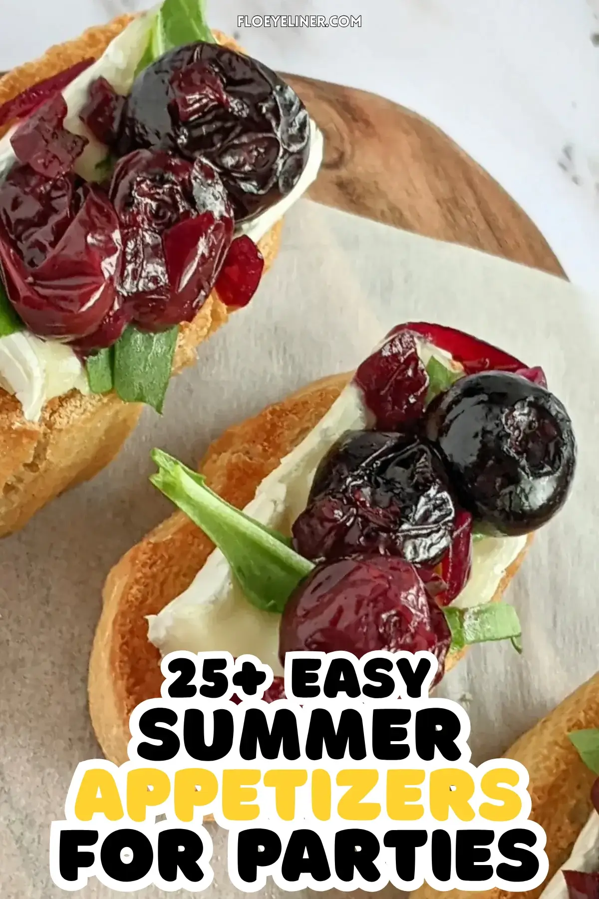 Blueberry Brie Crostini Appetizer With Arugula - Blueberry crostini with Brie & arugula, layered with balsamic blueberries and arugula on toasted baguette slices.