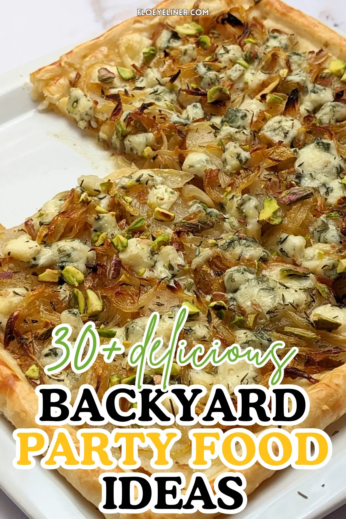 Caramelized Onion, Pear, and Blue Cheese Puff Pastry Tart - puff pastry appetizer with caramelized onions, fresh pears and crumbled blue cheese.
