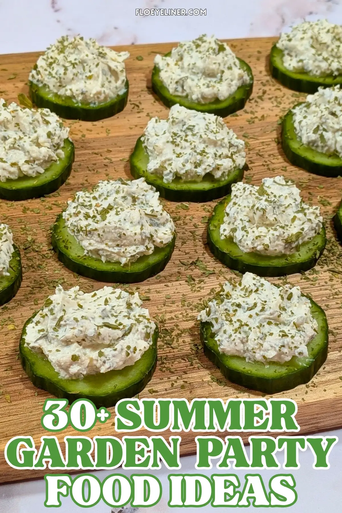 Cucumber Bites Appetizers With Herb and Garlic Cream Cheese - cucumber rounds topped with a homemade herb, garlic,and parmesan cream cheese mix.
