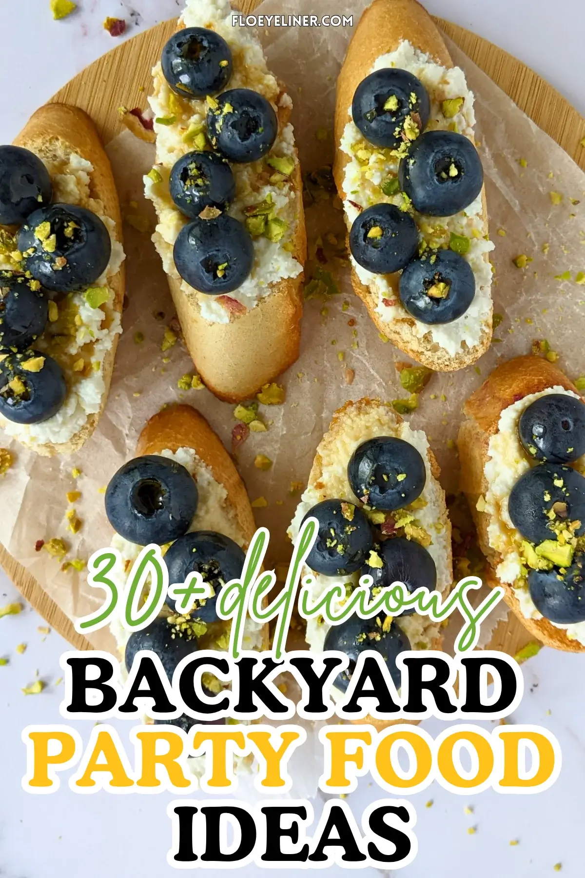 Fresh Blueberry and Ricotta Crostini With Honey - sweet dessert toasts topped with creamy sweet ricotta and fresh blueberries, drizzled with honey.