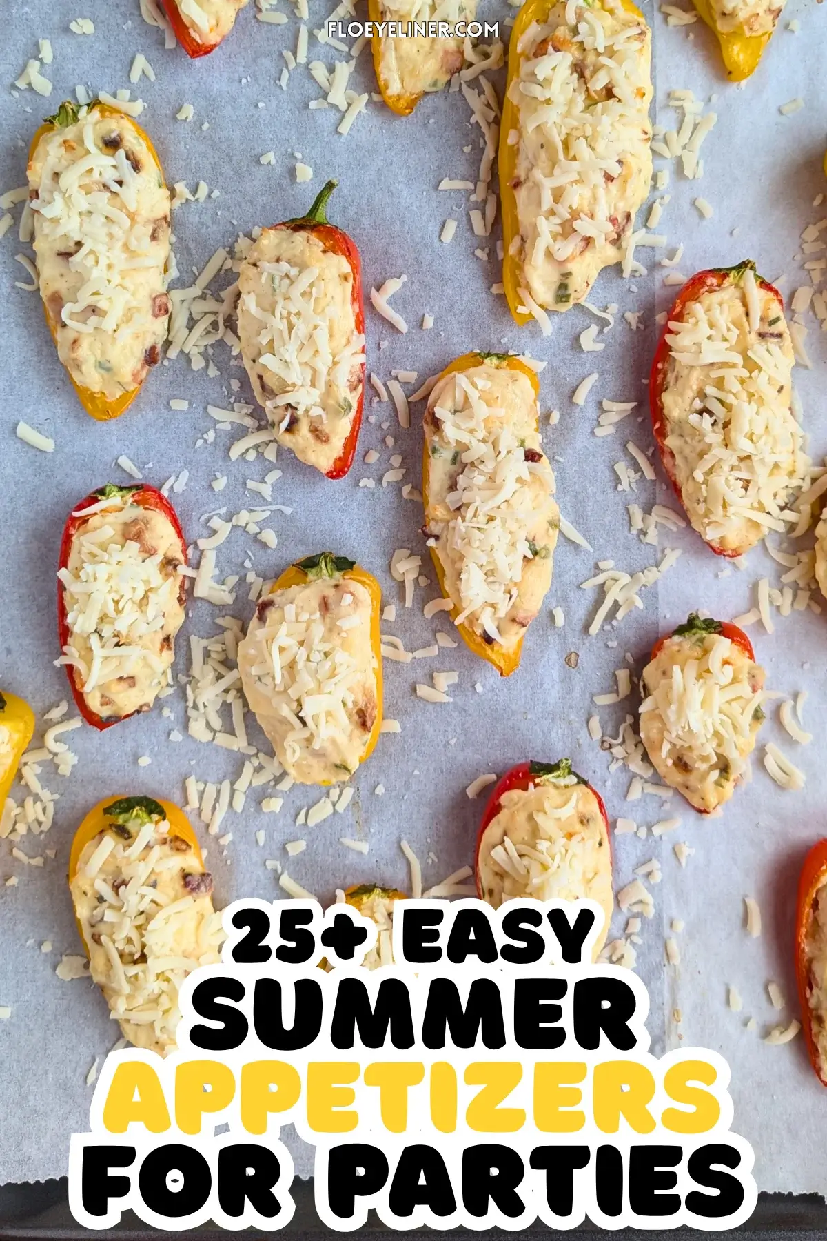 Ham and Cream Cheese Stuffed Mini Peppers Appetizers - mini sweet bell pepper poppers stuffed with a garlicky and creamy smoked ham, cream cheese, and grated cheese filling.