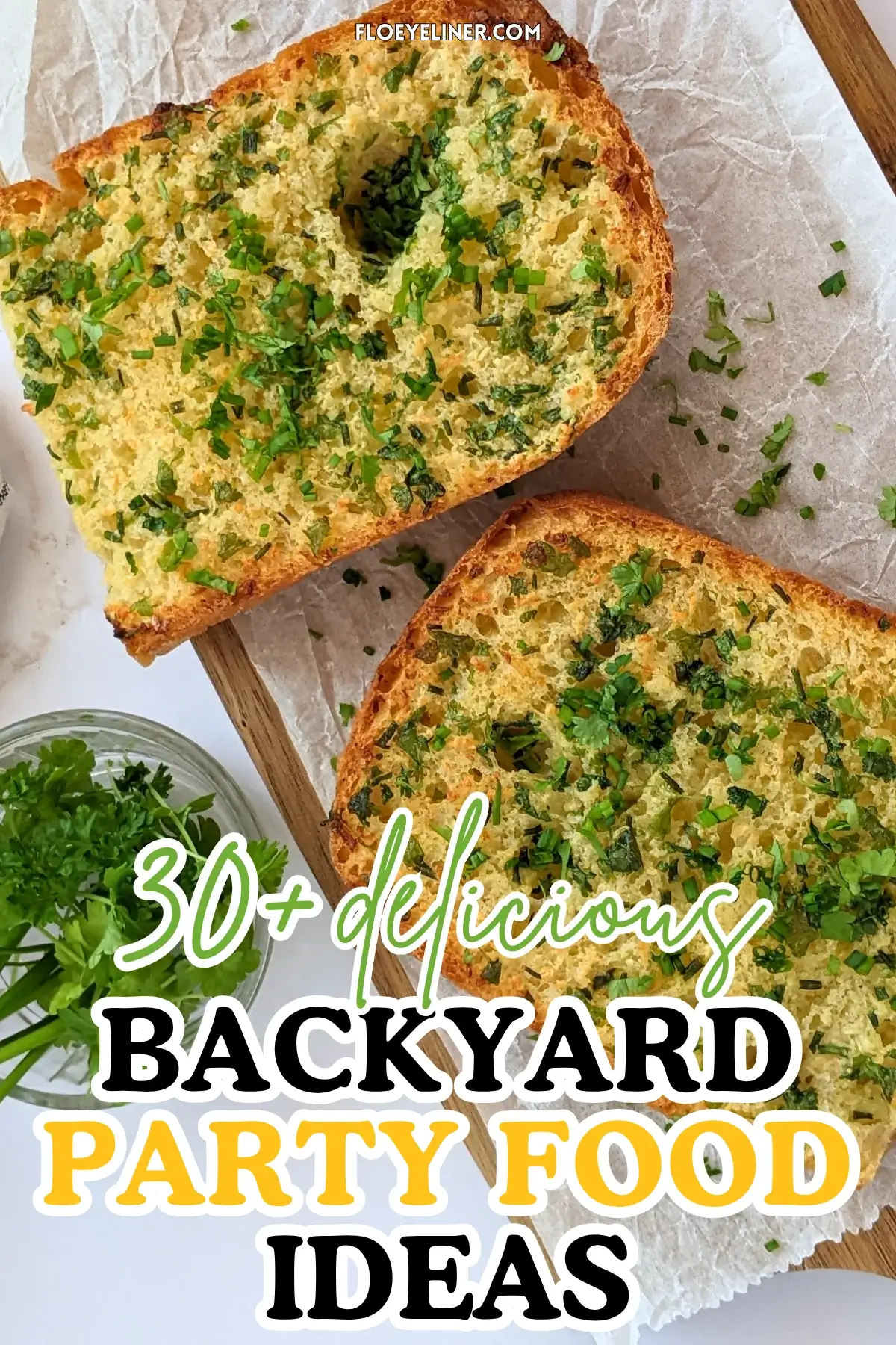 Homemade Garlic Bread - oven-toasted bread topped with creamy butter, fresh herbs like parsley and chives, and a ton of garlic.